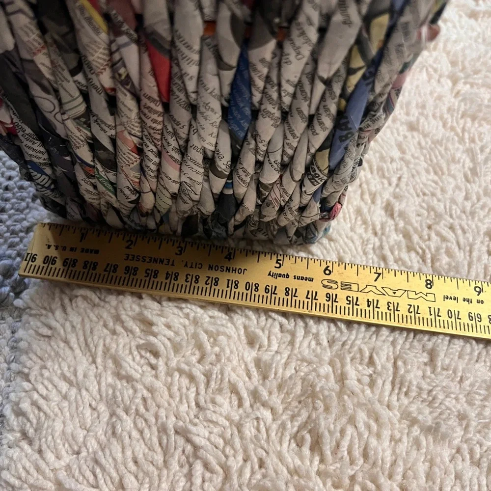 Vintage Pier 1 Recycled Newspaper Magazine Basket Woven Storage Bin New w/ Tag